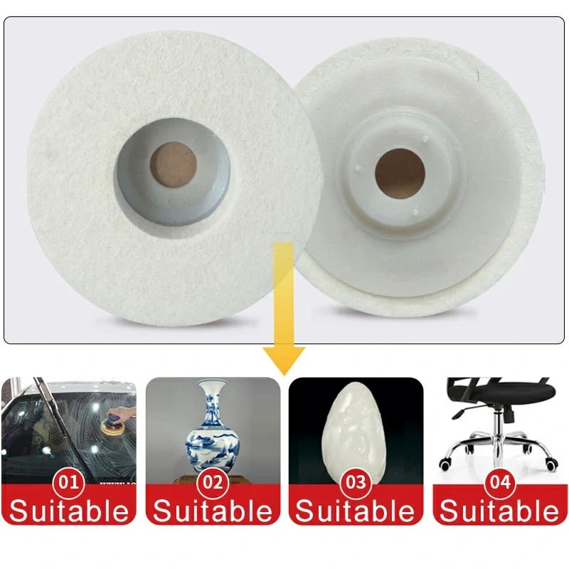 Wool Felt Buffing Wheel (Pack of 5) - Increase Shine & Luster with Polishing Pad Power Tool Accessories for Angle Grinder - 🎉Buy More Save More🎉