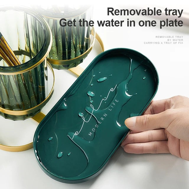 Chopstick Storage Holder Multifunctional Cutlery Drain Rack Luxury. makeup brush storage holder. toothbrush holder. Toothpaste holder. Dinnerware Rack Kitchen Tableware Spoon Forks Organizer Box