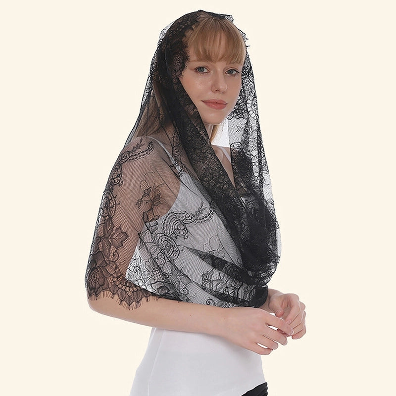 Women's Elegant Sweet Flower Polyester Lace Kerchief