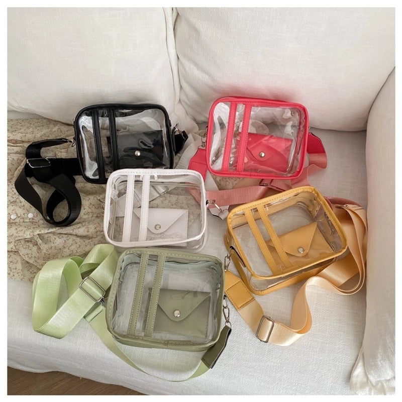 Women's Small Pvc Solid Color Streetwear Square Zipper Crossbody Bag
