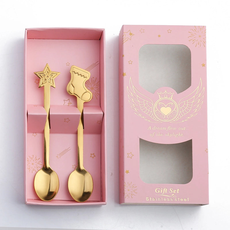 Christmas Cute Christmas Socks Gingerbread Snowman 410 Stainless Steel Spoon 1 Piece 1 Set
