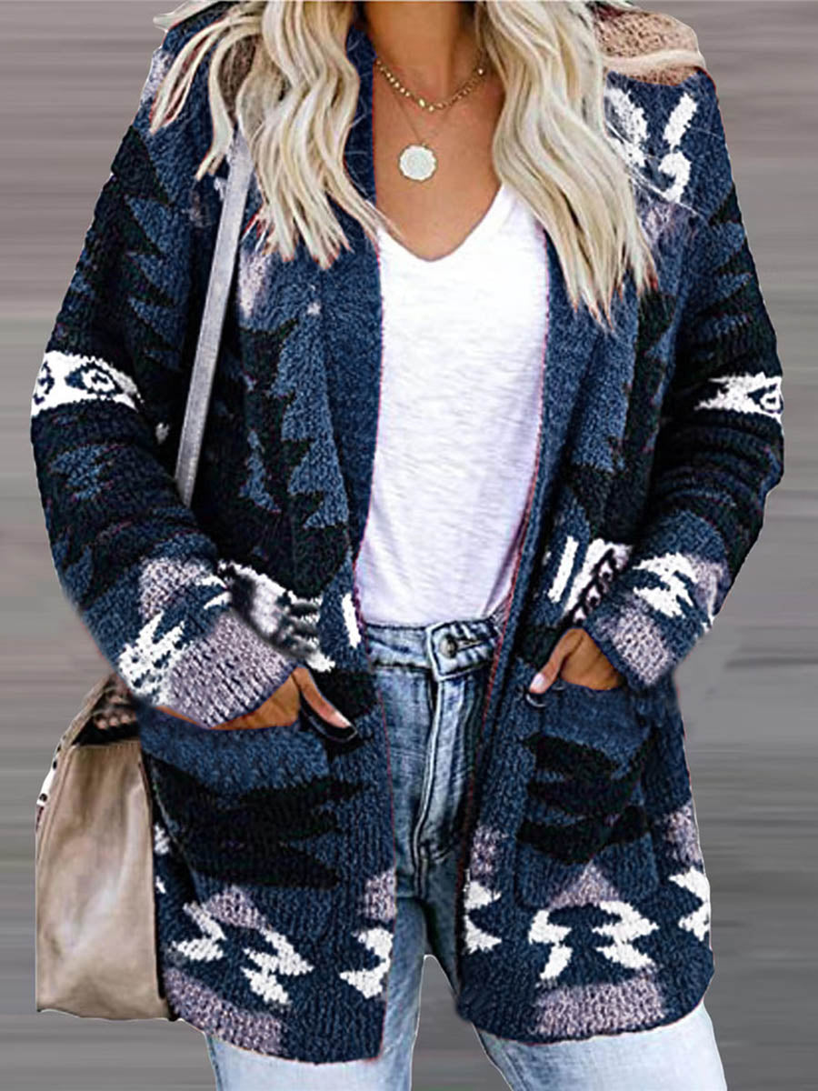 Casual Work Print Printing V Neck Cardigans(6 Colors)