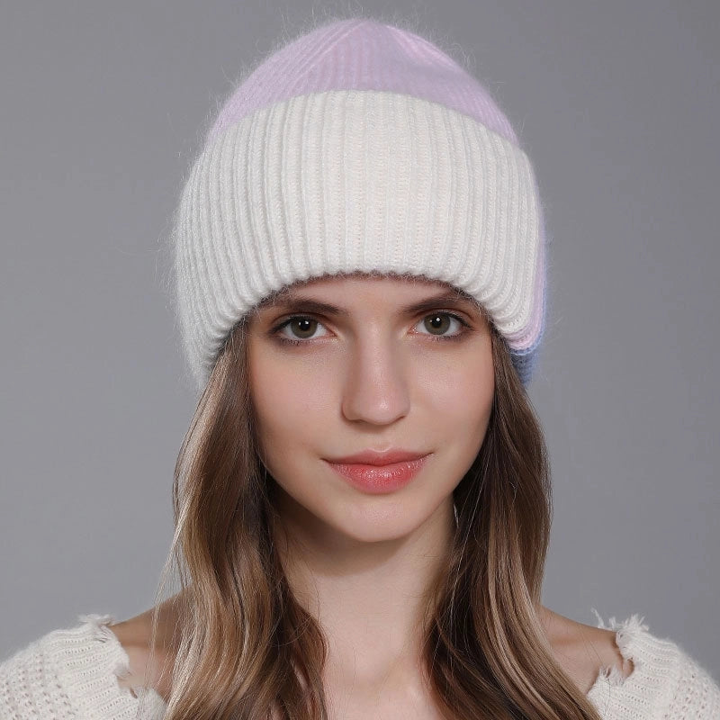 Women's Minimalist Color Block Flat Eaves Wool Cap