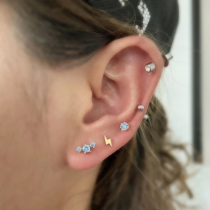 Ear Cartilage Rings & Studs Minimalist Geometric Copper Plating Artificial Gemstones