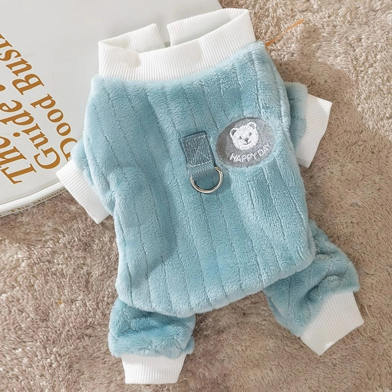 Cute Flannel Animal Solid Color Pet Clothing