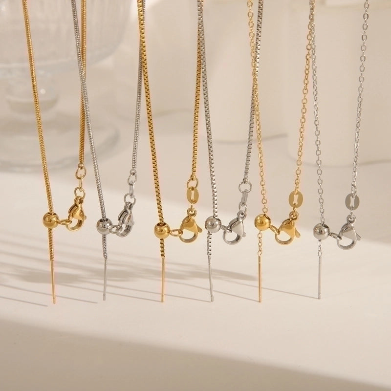 5 Pieces Basic Commute Solid Color 304 Stainless Steel 18K Gold Plated Necklace