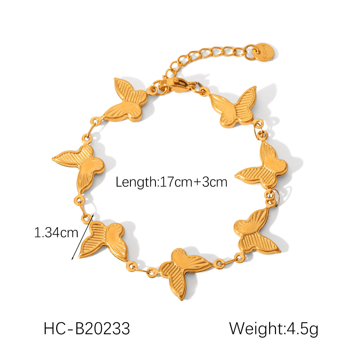 Ins Stainless Steel Bracelet Square Butterfly Shell Water Drop Zircon Flower Pig Nose Buckle 18K Gold Titanium Steel Jewelry