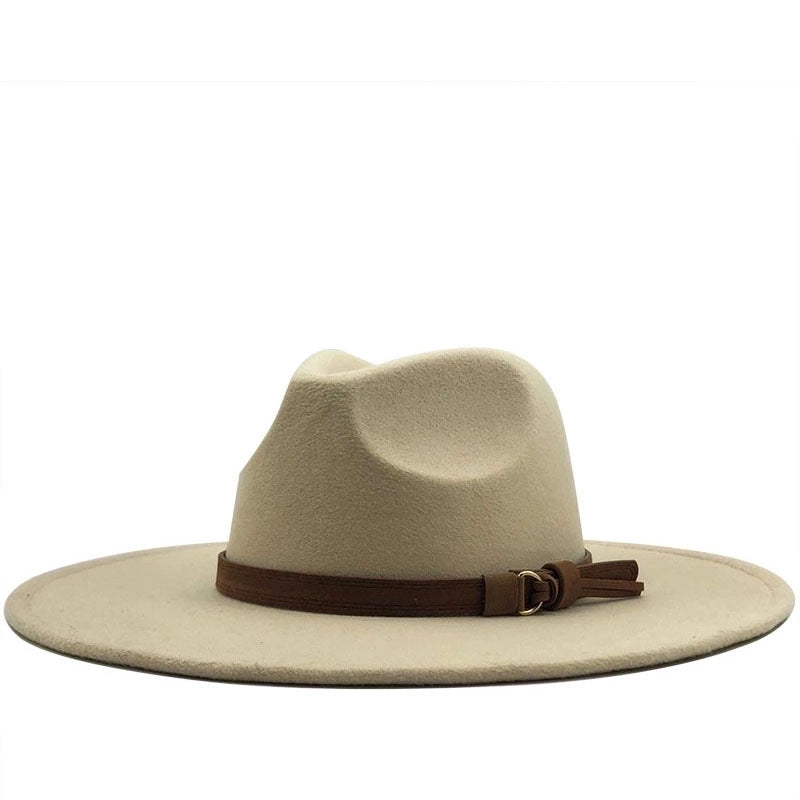 Fashion Concave Shape Wool Woolen Big Brim Jazz Hat