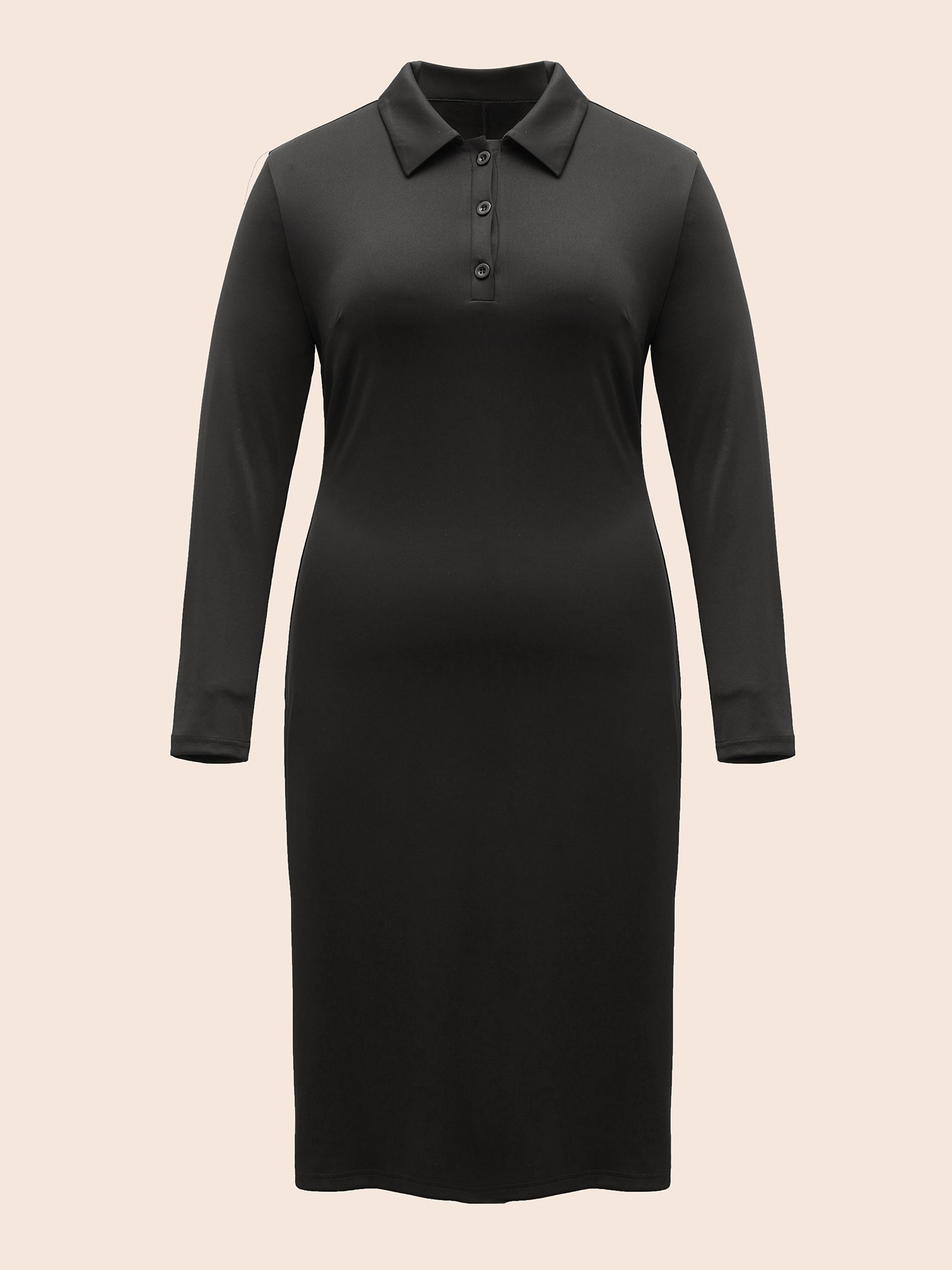 Shirt Collar Button Up Midi Dress