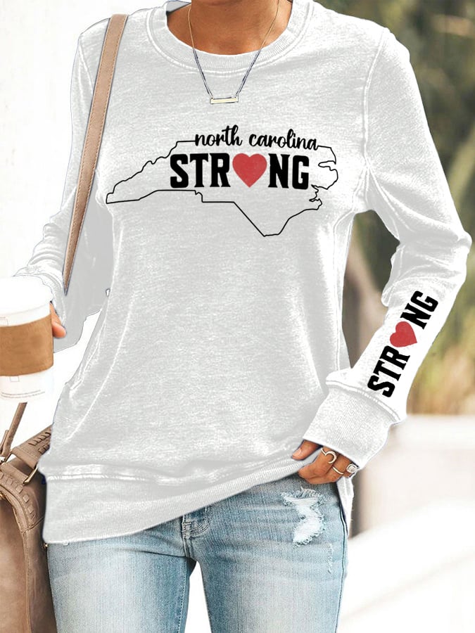 Women's North Carolina Strong Print Long Sleeve Sweatshirt