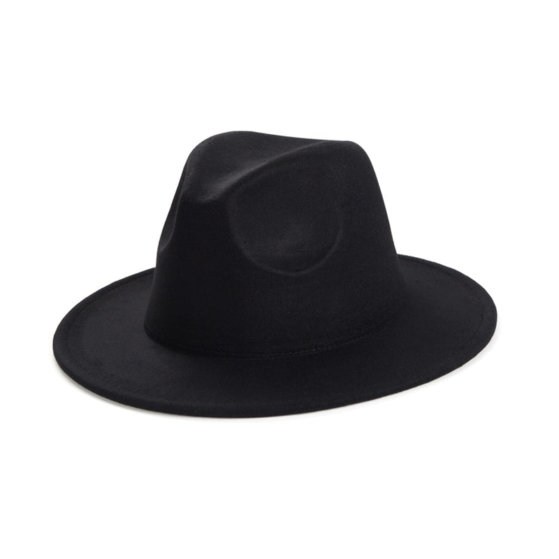 Unisex Elegant Solid Color Big Eaves Fedora Hat