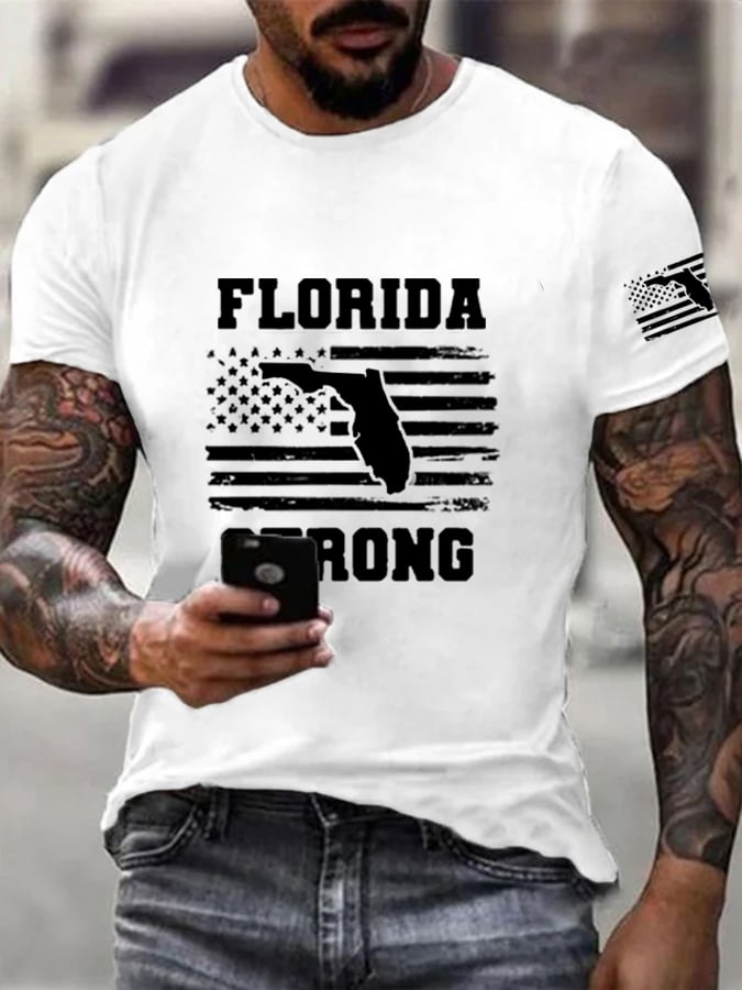 Men's Florida  Strong Mitton Hurricane Printed Casual T-Shirt