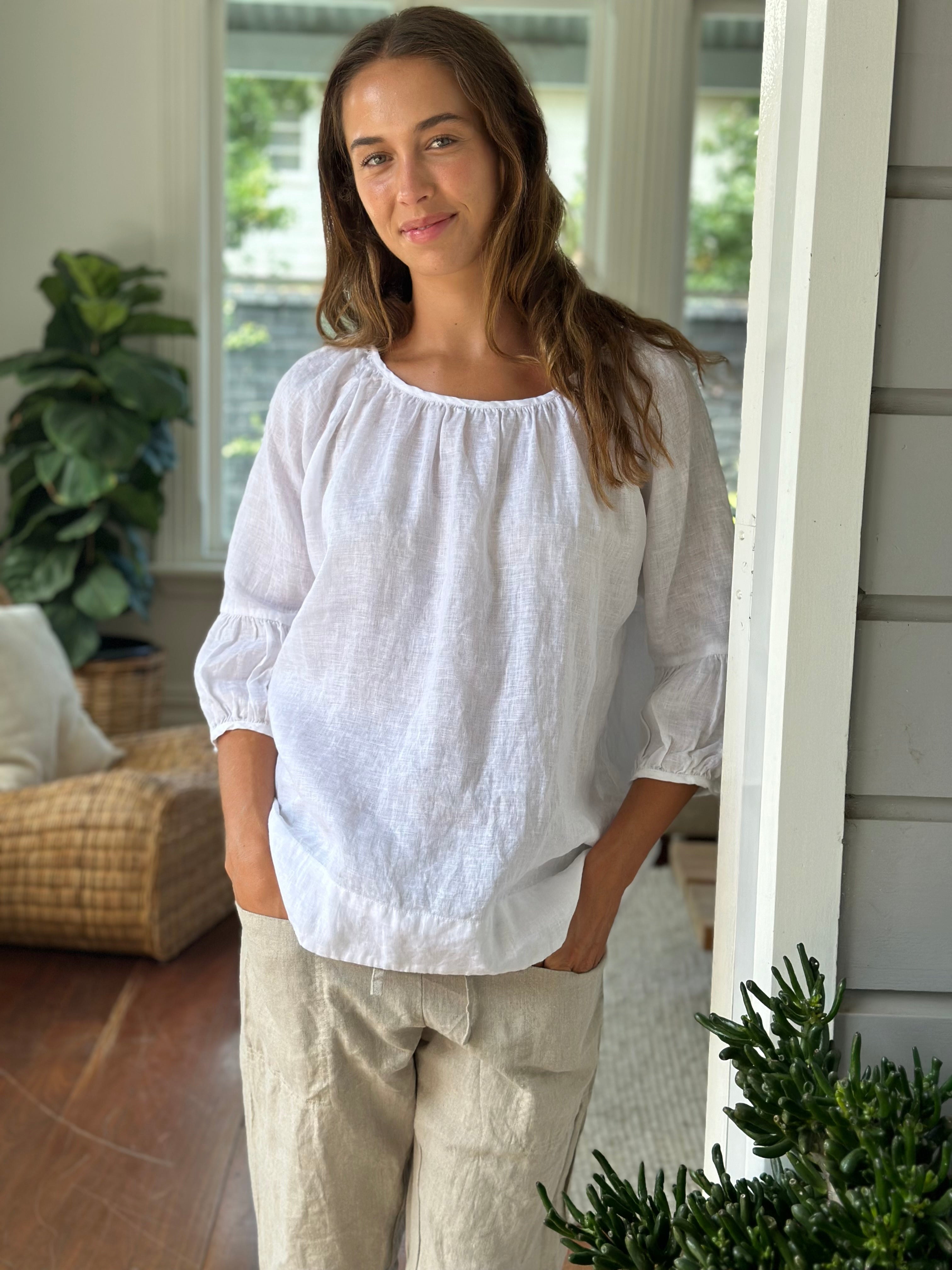 julia top-white linen