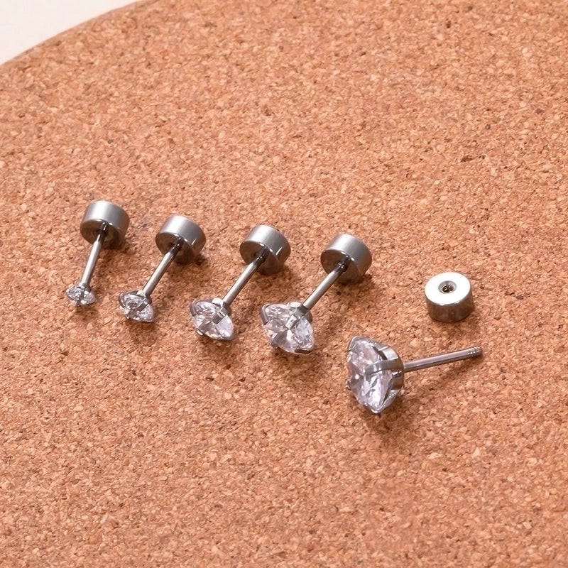 1 Piece Ear Cartilage Rings & Studs Sweet Minimalist Classic Style Geometric Round 316L Stainless Steel  Plating Inlay Zircon