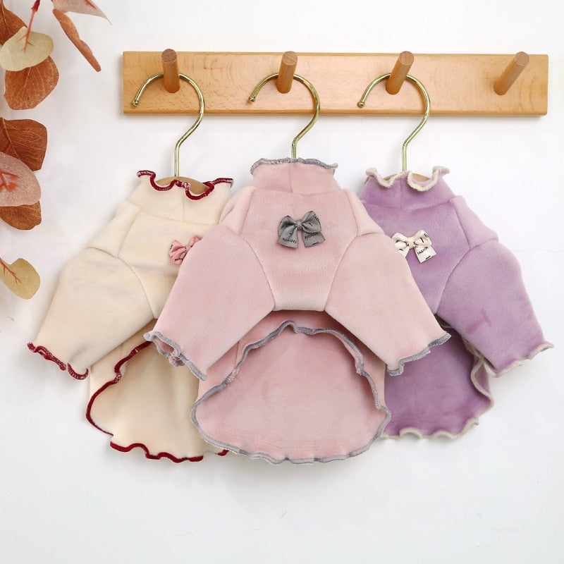 Bowknot Velvet Dog Clothes