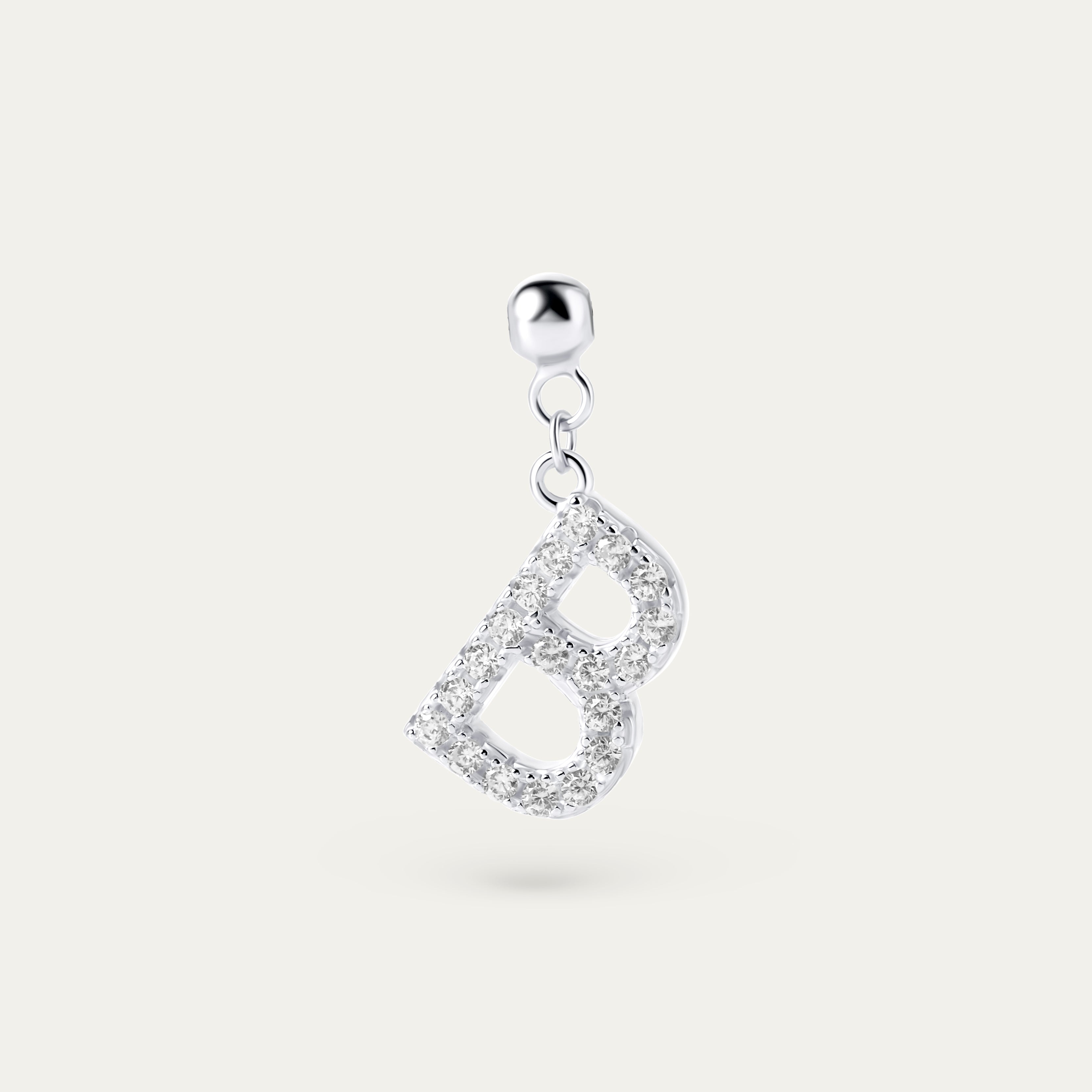 Onoma B CZ Charm (925 Sterling Silver)
