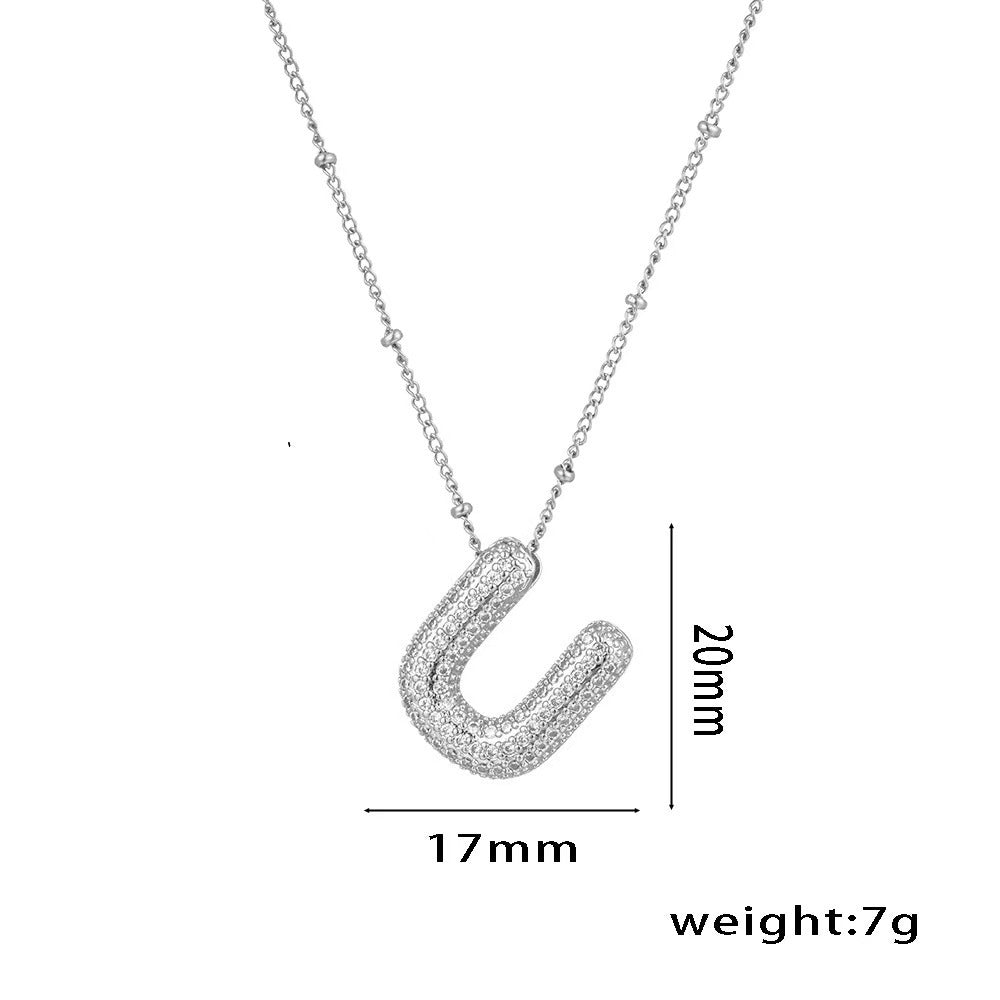 New Micro-Inlaid Zircon 26 Letter Pendant Necklace Copper Plated 18K Gold Fashionable And Classic