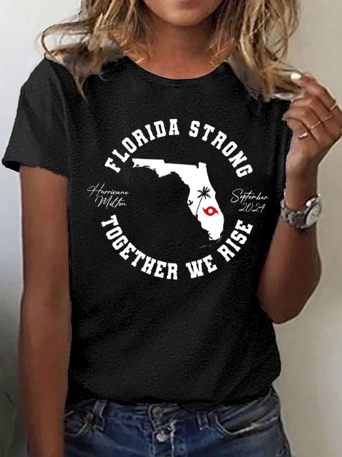 Women's Hurricane Milton Florida Strong Print T-Shirt