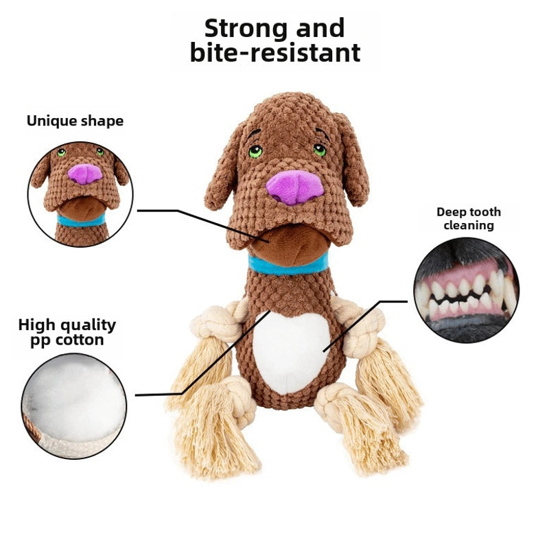 Dog Plush Toy Sound Bite-resistant Cotton Rope Dog Bite Molar Interactive Large Dog Puppy Pet Supplies
