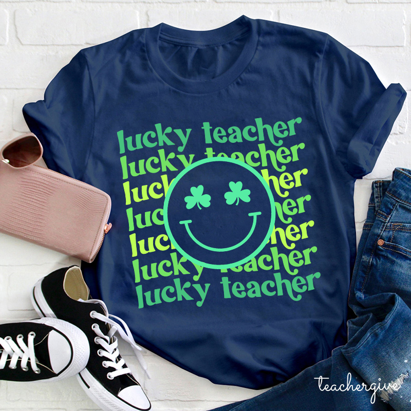 Lucky Teacher Check Teacher T-Shirt