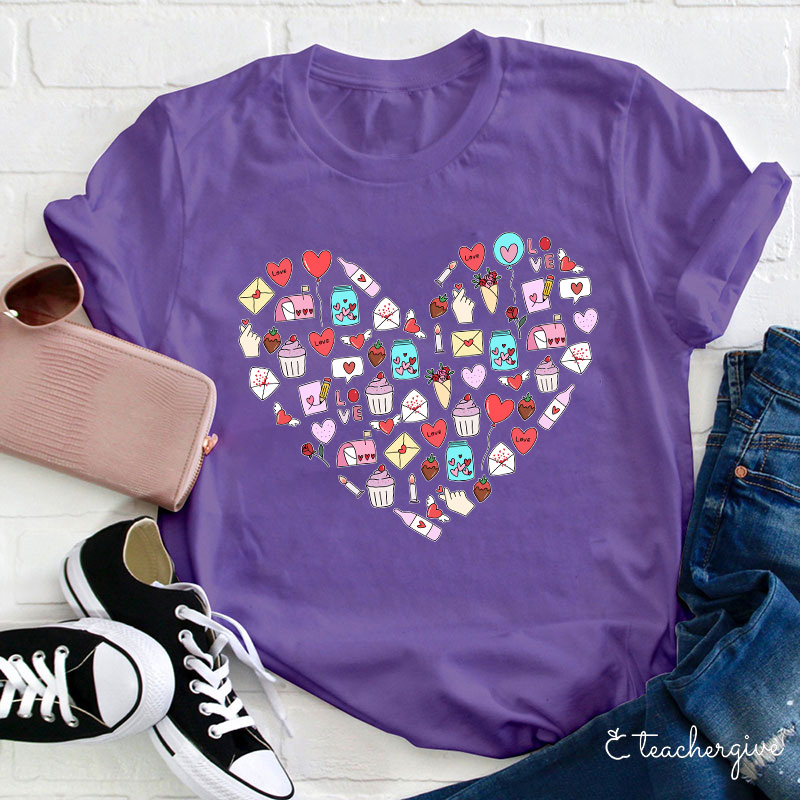 Valentine Heart Teacher T-Shirt