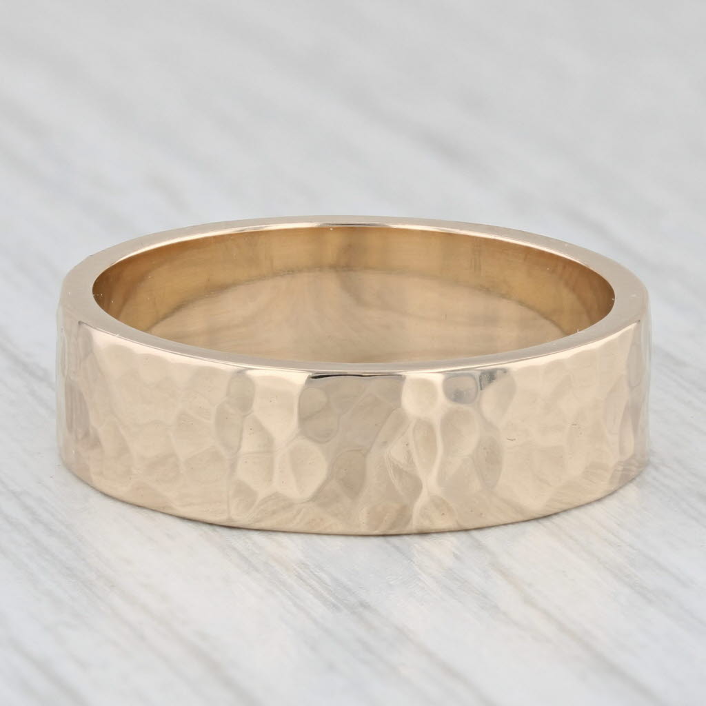 James Avery Amore Band 14k Yellow Gold Hammered Finish Wedding Ring Size 10