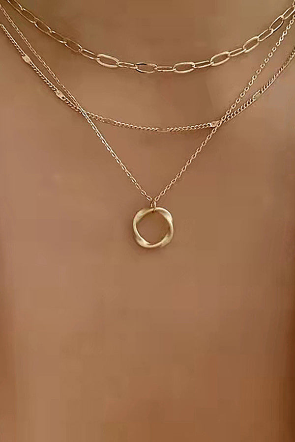Fashion Circle Charm Layered Necklace