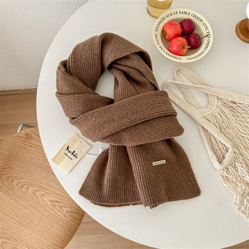 Women's Basic Solid Color Wol Knitted Scarf