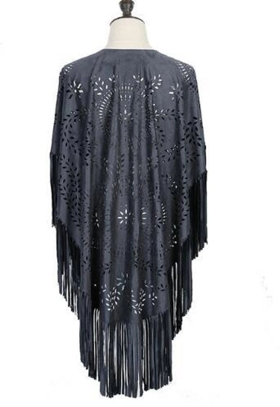 Shawl Summer New Women's Top Tassel Shawl Retro Simple Suede Cape Production