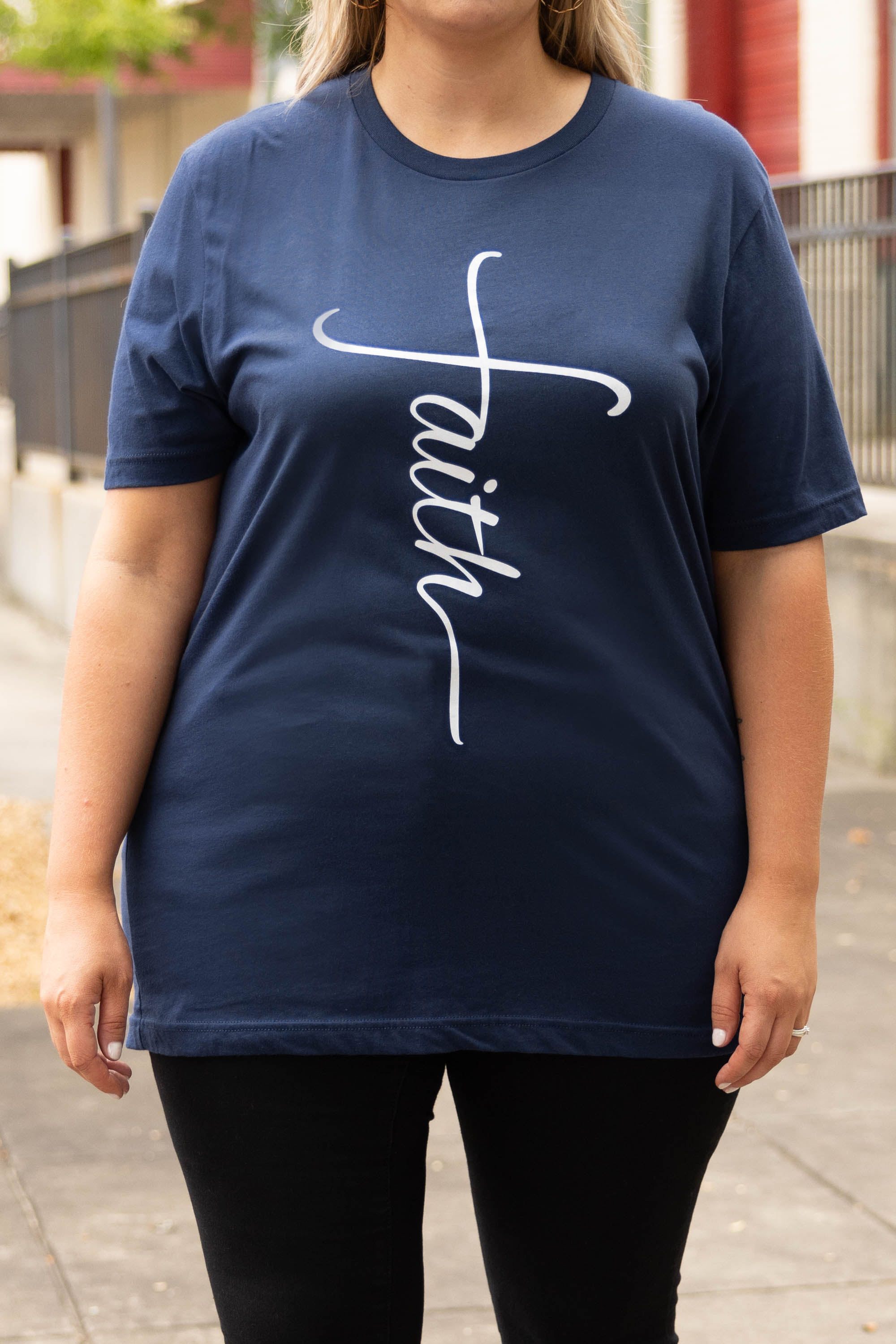 With Faith Tee. Navy