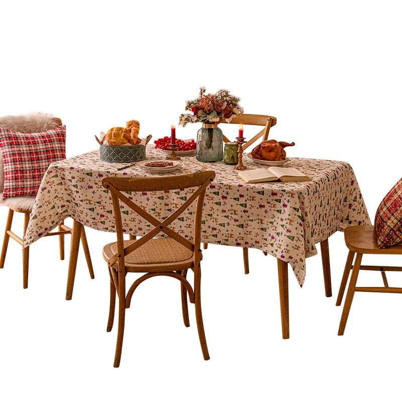 Simple Chinese Style Color Block Polyester Fiber Tablecloth