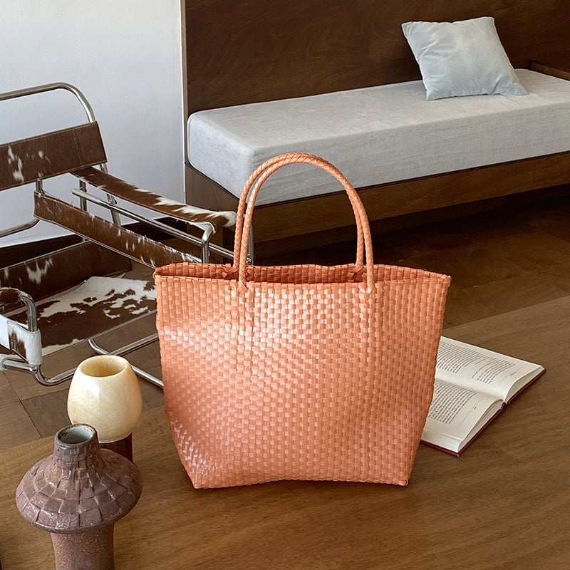 Women's Large PVC Solid Color Streetwear Square Open Handbag