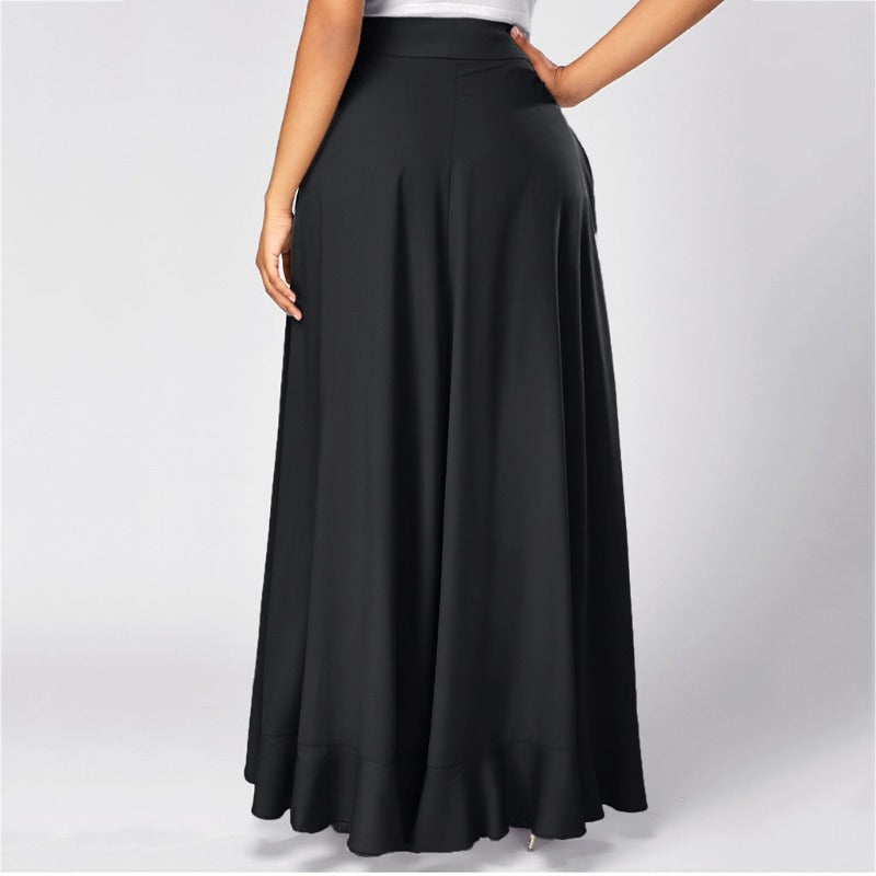 Elegant High Waist Causal Ruffle Drawstring Trouser