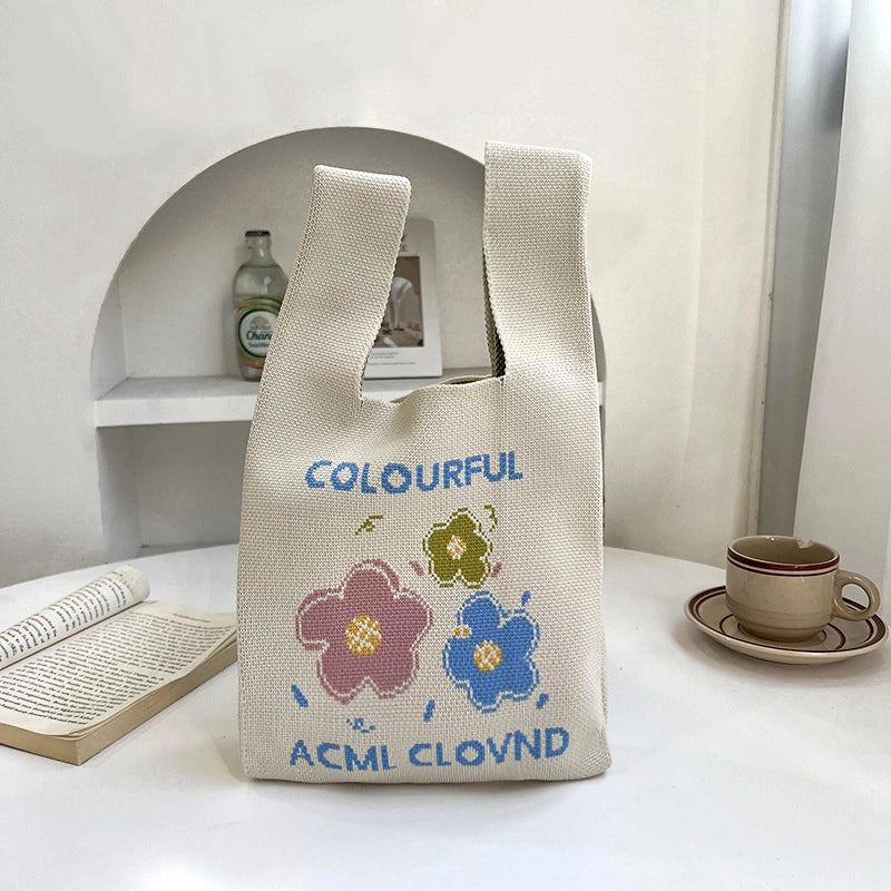 Women's Medium Polyester Flower Basic Vintage Style Square Open Shopping Bags