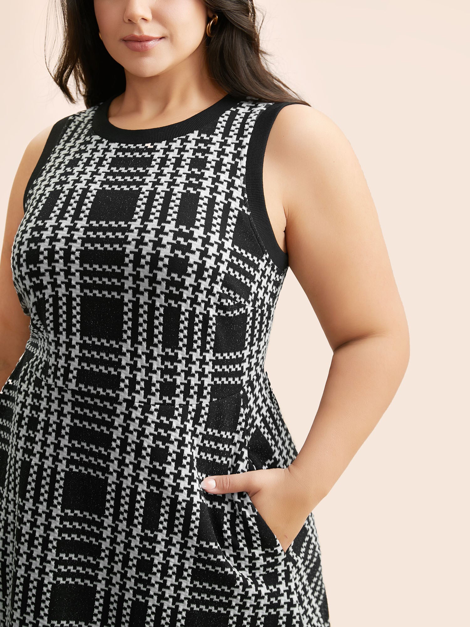 Plaid Round Neck Tank Dress