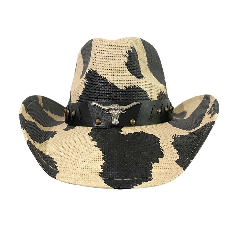 Retro Tie-dyed Western Denim Hat Men And Women Fashion Big Brim Sun-proof Straw Hat Summer Sun-proof Beach Hat