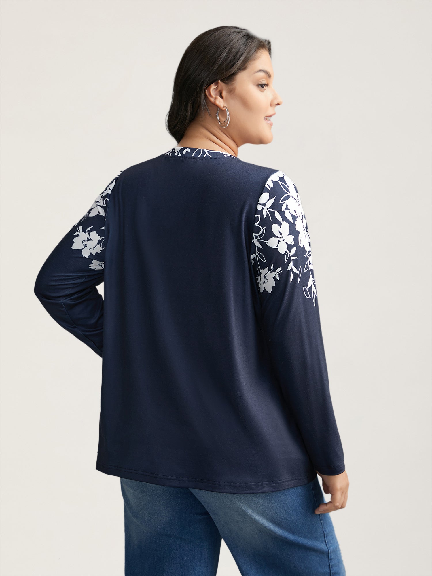 Round Neck Boho Print T-Shirt