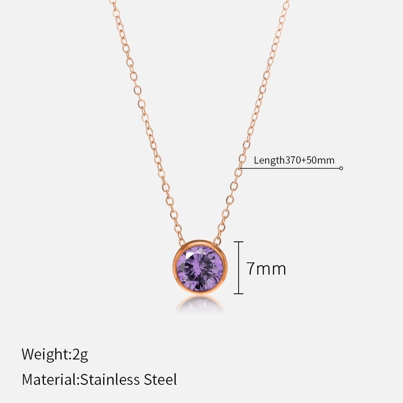 Minimalist Round 304 Stainless Steel Rhinestones Plating Stainless Steel Necklaces