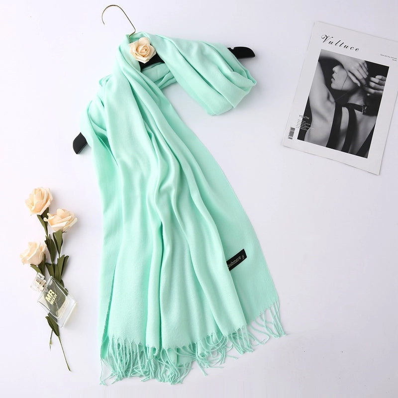 Solid Color 250g Cashmere Wool Scarf Short Thorn Lint Cashmere Warm Men's And Women's Autumn And Winter Shawls