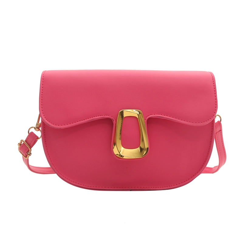 Women's Pu Leather Solid Color Elegant Flip Cover Shoulder Bag