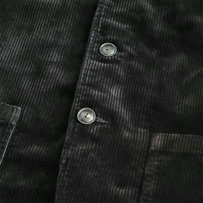 Vintage Black Cotton Corduroy Lounge Blazer