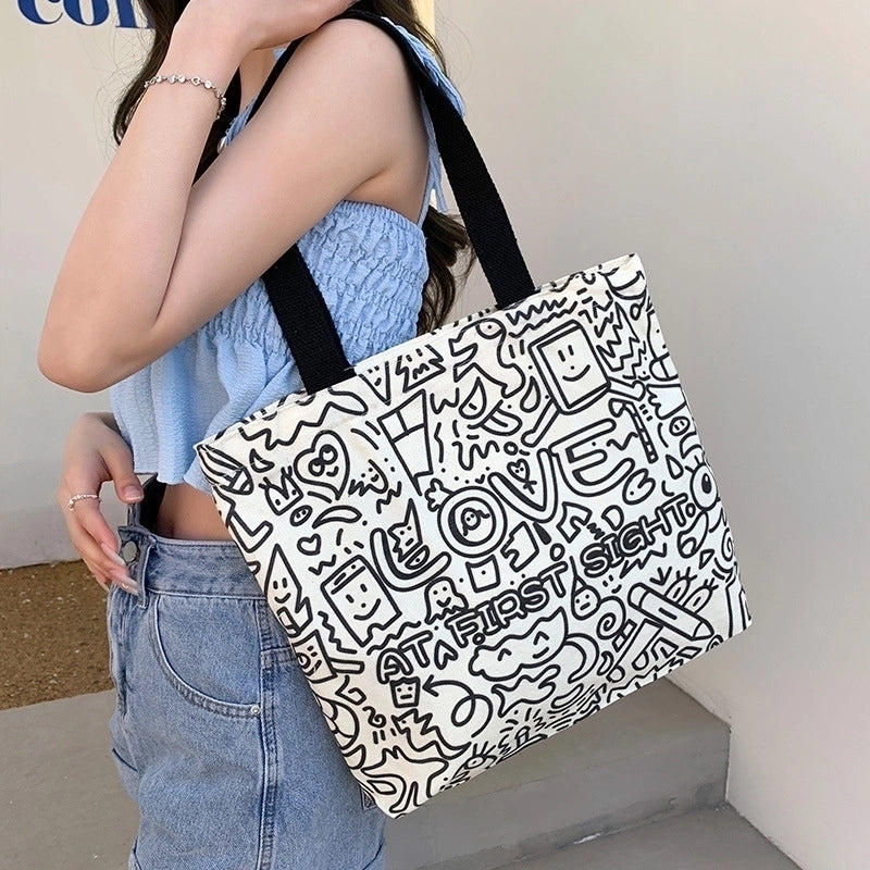 Women's Fashion Cow Pattern Canvas Shopping Bags