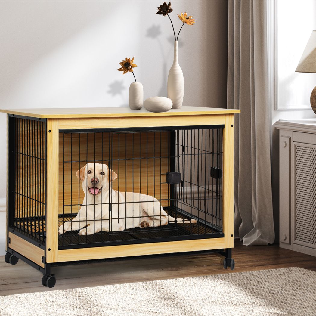 Indoor Wooden Puppy Crate Side Table (4 Sizes)