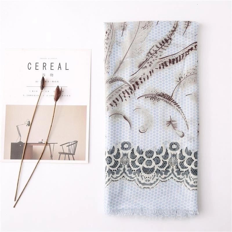 Cotton And Linen Scarf Women Spring And Autumn Wild Feather Plain Pattern Long Shawl Women Suppliers China