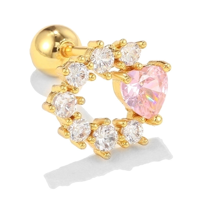 5 Pieces Sweet Heart Shape Copper Inlaid Zircon Drop Earrings Ear Studs 1 Piece