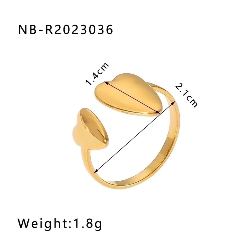 Stainless Steel 18K Gold Plated IG Style Basic Minimalist Plating Four Leaf Clover Heart Shape Flower Open Rings