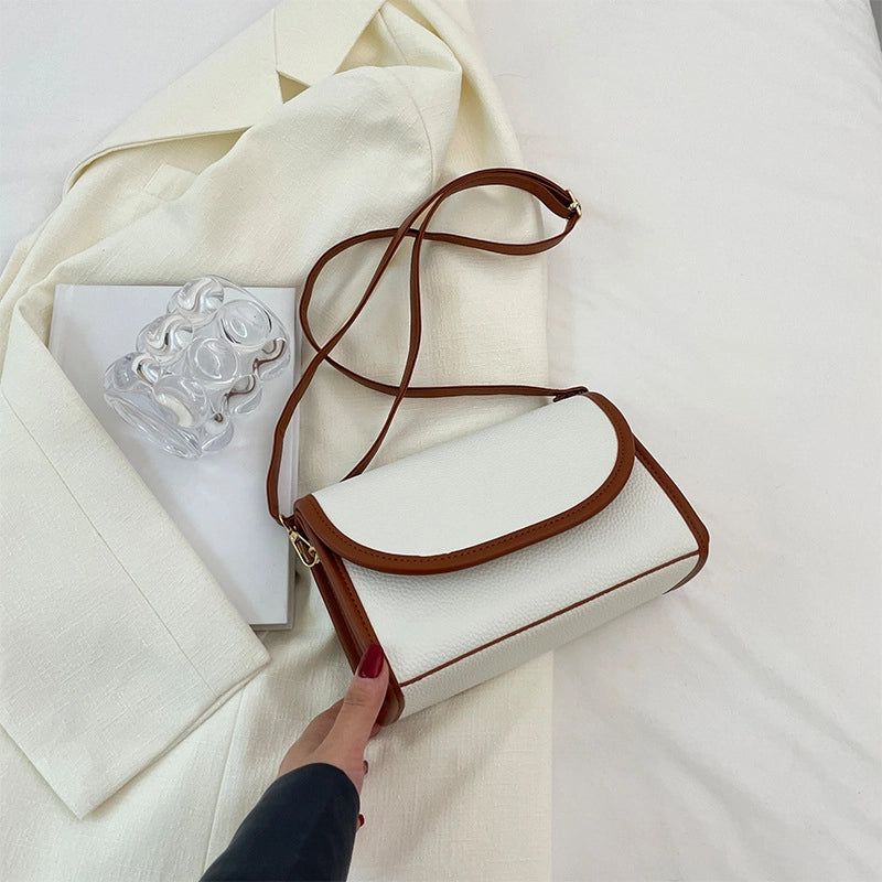 Women's Small Pu Leather Color Block Elegant Square Magnetic Buckle Shoulder Bag Crossbody Bag Square Bag