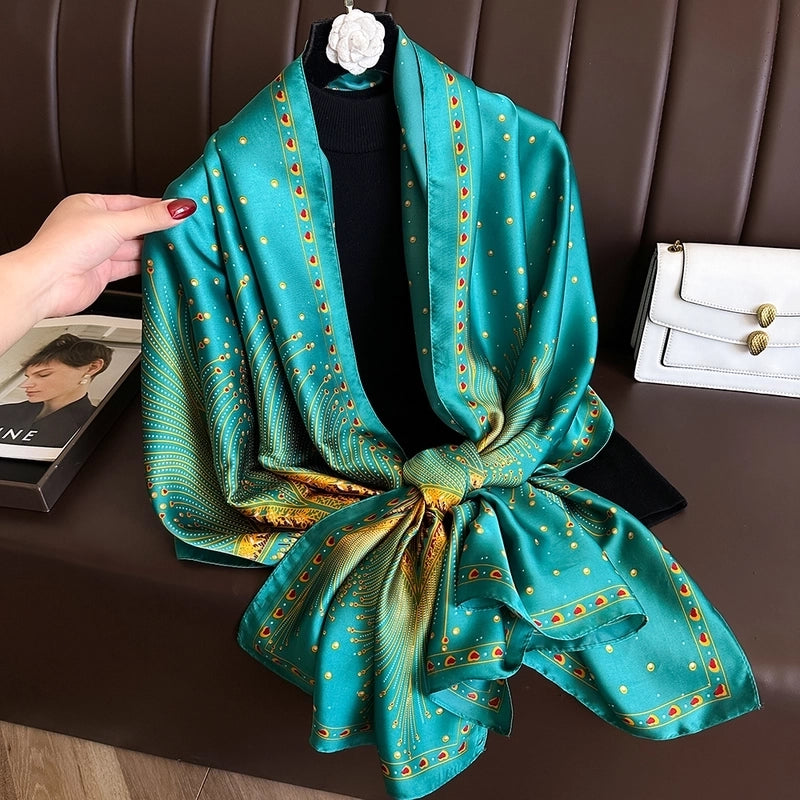 Women's Casual Elegant Minimalist Geometric Satin Silk Scarf