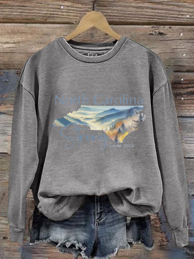 Women's  North Carolina Strong Print Round Neck Sweatshirt