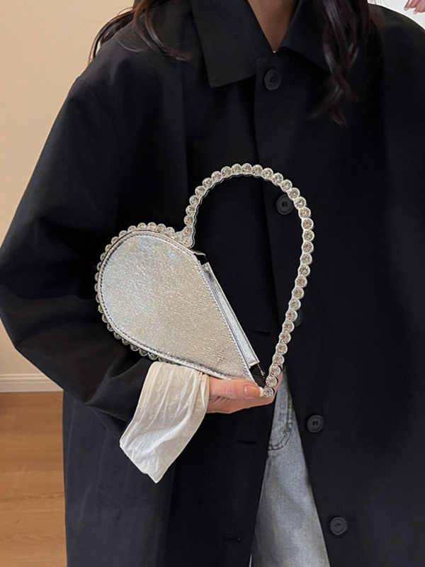 Heart Shape Shiny Split-Joint Bags Bags Accessories Handbags